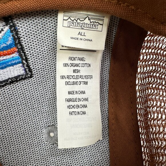 Mens Patagonia Baseball Trucker Hat Tan/Brown Mesh Snapback - Picture 8 of 9